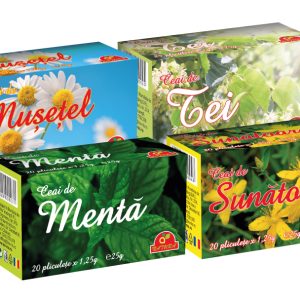 Pachet ceaiuri Natura (menta, musetel, sunatoare, tei)